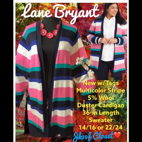 🌸NWT LANE BRYANT Sz 22/24 WOOL BLEND MULTI-COLOR SWEATER - Picture 1 of 13
